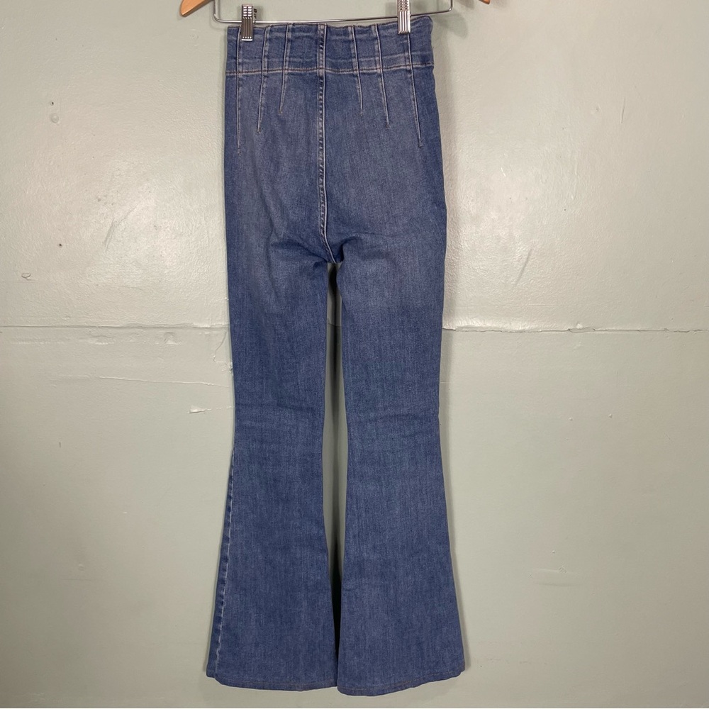 We The Free FP Jayde High Rise Flare Jeans Women Sz 25 Sunburst Blue - Picture 7 of 11